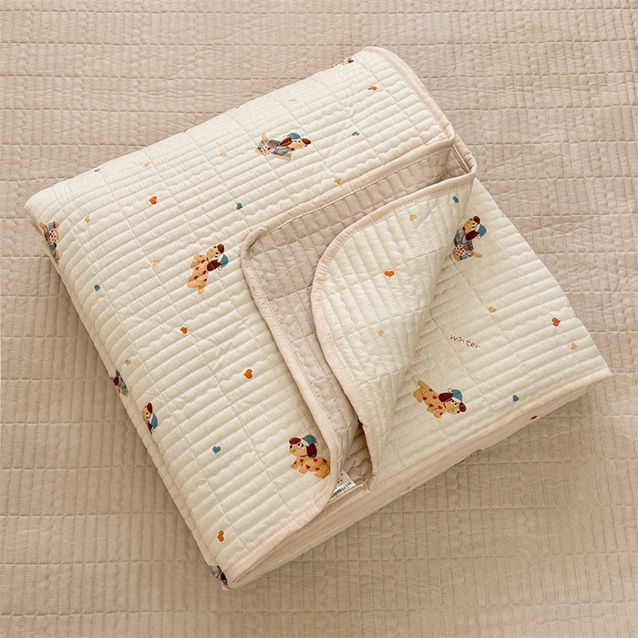 91家纺网 家纺一手货源 找家纺 恒爱 2025新款全棉印花单床盖 牛仔狗狗