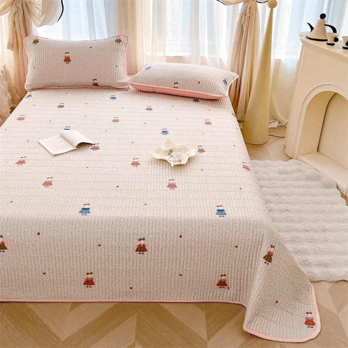 91家纺网 家纺一手货源 找家纺 恒爱 2025新款全棉印花单床盖 公主兔-浅咖