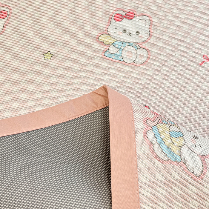 91家纺网 家纺一手货源 找家纺 慕澄家纺 2025新款小清新印花真冰藤系列凉席床席款 床席-粉格猫咪