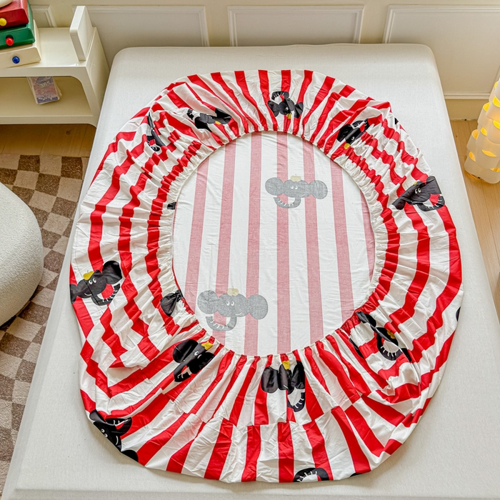 91家纺网 家纺一手货源 找家纺 2025新款全棉床单床笠 嘟嘟小象 床笠款