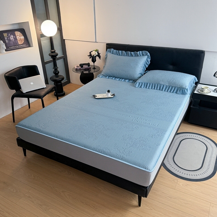 91家纺网 家纺一手货源 找家纺 2025新款凉感冰豆豆凉席床笠凉席席子-花之恋系列凉豆豆床笠花之恋系列 花之恋-兰色