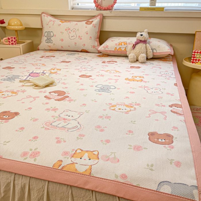 91家纺网 家纺一手货源 找家纺 （总）慕澄家纺 2025新款小清新印花真冰藤系列凉席床席款