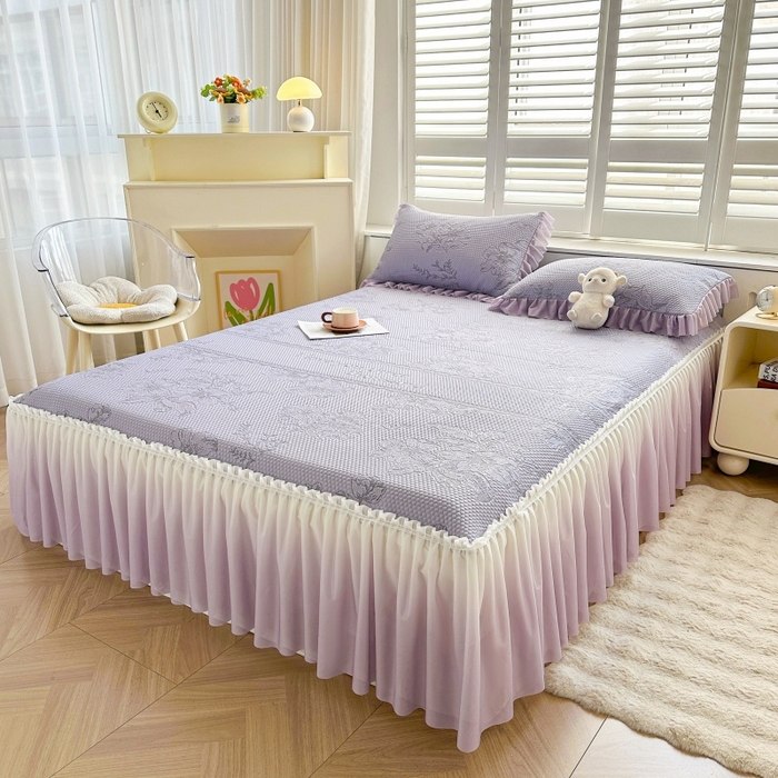 91家纺网 家纺一手货源 找家纺 2025新款冰豆豆凉感床裙凉席席子-花之恋系列冰豆豆床裙凉席-花之恋系列 花之恋-紫色