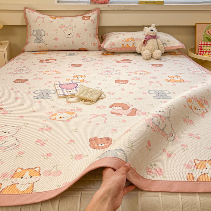 91家纺网 家纺一手货源 找家纺 （总）慕澄家纺 2025新款小清新印花真冰藤系列凉席床席款