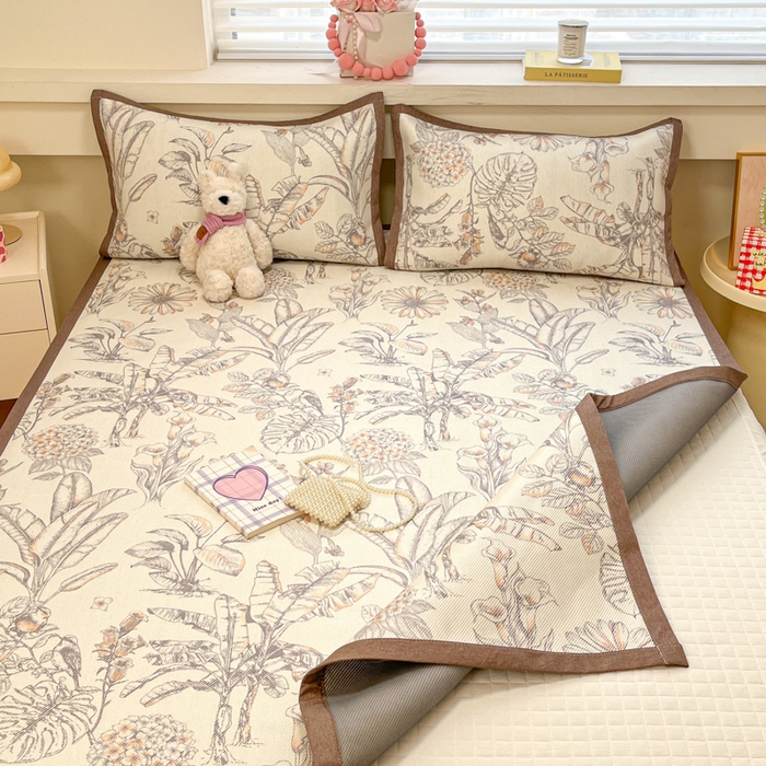 91家纺网 家纺一手货源 找家纺 慕澄家纺 2025新款小清新印花真冰藤系列凉席床席款 床席-丛林