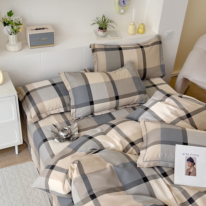 91家纺网 家纺一手货源 找家纺 优品阁 2024新款全棉磨毛四件套 曼迪-咖