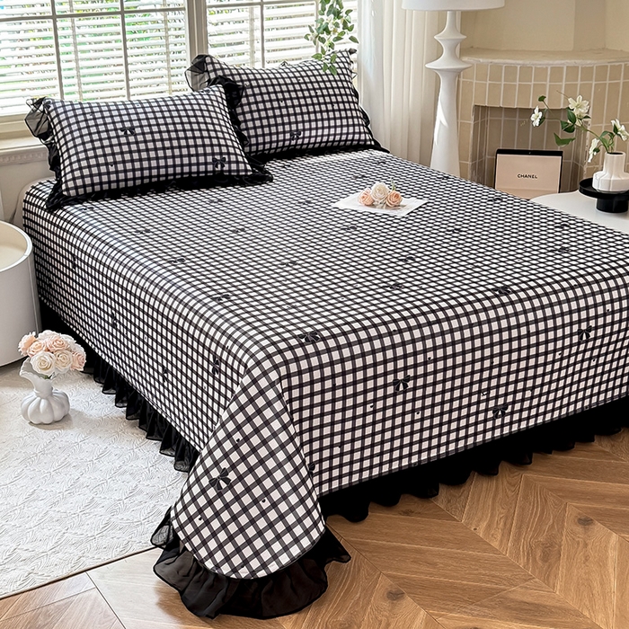 91家纺网 家纺一手货源 找家纺 大麦家纺 2025新款碳光冰丝软凉席夏被四件套 清格