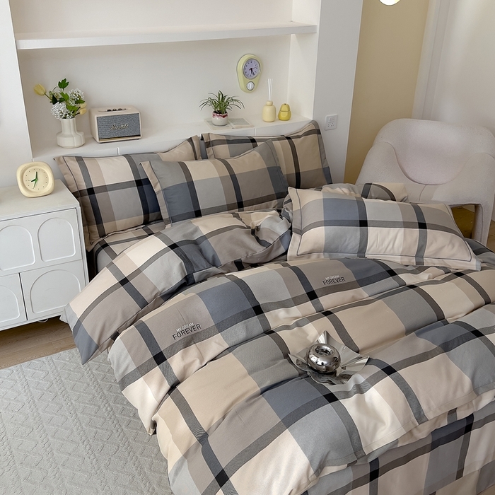 91家纺网 家纺一手货源 找家纺 优品阁 2024新款全棉磨毛四件套 曼迪-咖