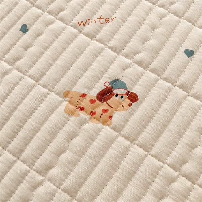 91家纺网 家纺一手货源 找家纺 恒爱 2025新款全棉印花单床盖 牛仔狗狗