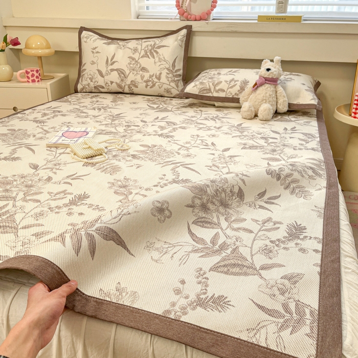 91家纺网 家纺一手货源 找家纺 慕澄家纺 2025新款小清新印花真冰藤系列凉席床席款 床席-树屿