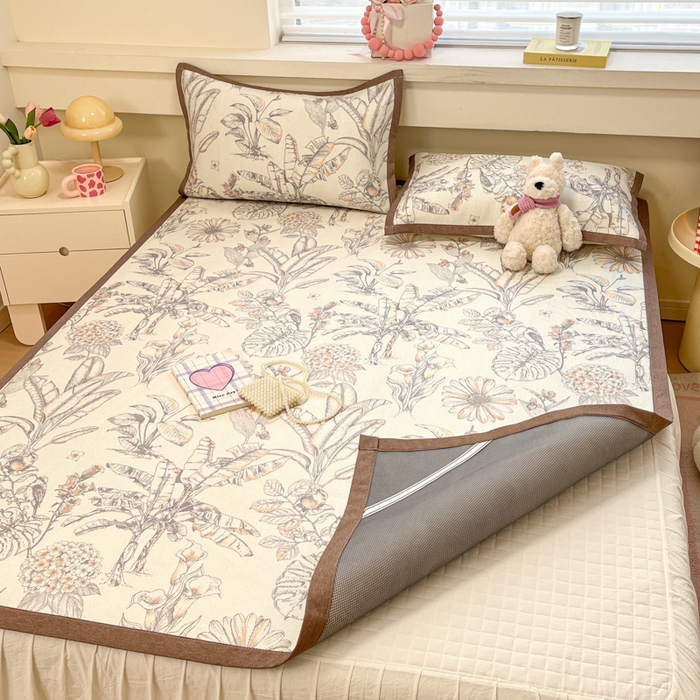 91家纺网 家纺一手货源 找家纺 慕澄家纺 2025新款小清新印花真冰藤系列凉席床席款 床席-丛林