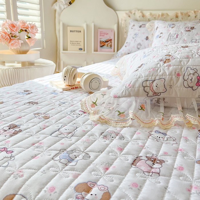 91家纺网 家纺一手货源 找家纺 网红馆 2025新款水洗棉印花床盖四件套 汪汪乐园