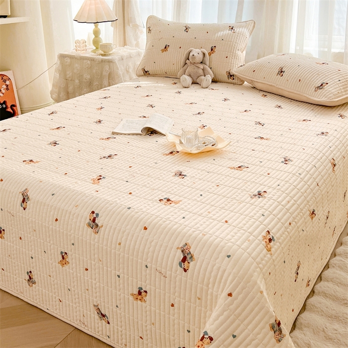 91家纺网 家纺一手货源 找家纺 恒爱 2025新款全棉印花单床盖 牛仔狗狗