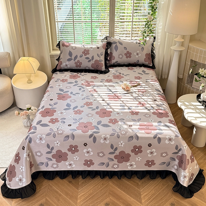 91家纺网 家纺一手货源 找家纺 大麦家纺 2025新款碳光冰丝软凉席夏被四件套 美姬