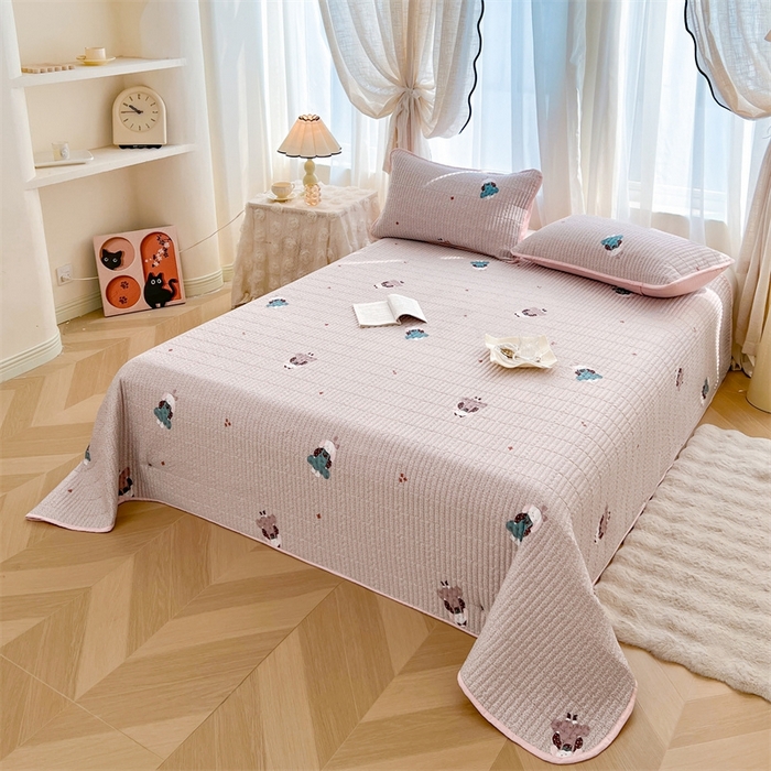 91家纺网 家纺一手货源 找家纺 恒爱 2025新款全棉印花单床盖 安哥拉公主-豆沙