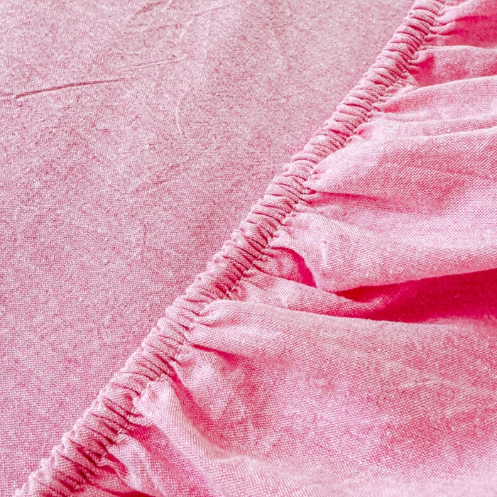 91家纺网 家纺一手货源 找家纺 2025新款全棉色织水洗棉床单床笠 玫红 床笠款