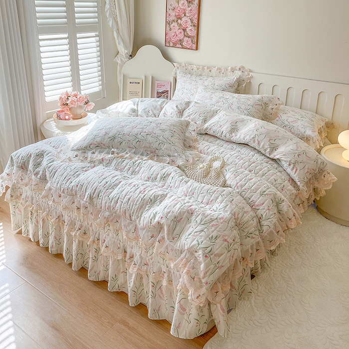 91家纺网 家纺一手货源 找家纺 网红馆 2025新款水洗棉印花床盖四件套 罗拉