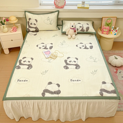 慕澄家纺 2025新款小清新印花真冰藤系列凉席床席款 床席-熊猫戏竹