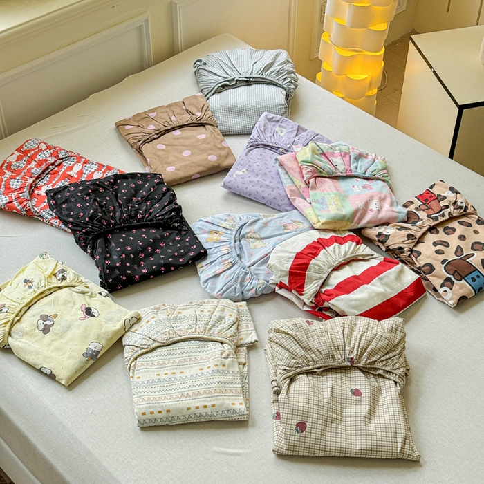 91家纺网 家纺一手货源 找家纺 2025新款全棉床单床笠 叠拍图