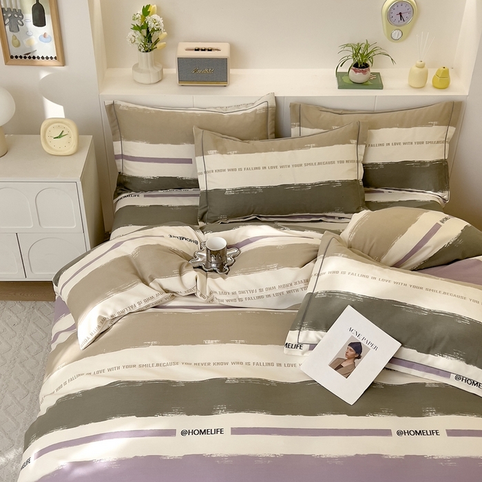 91家纺网 家纺一手货源 找家纺 优品阁 2024新款全棉磨毛四件套 畅想-灰