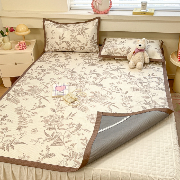 91家纺网 家纺一手货源 找家纺 慕澄家纺 2025新款小清新印花真冰藤系列凉席床席款 床席-树屿