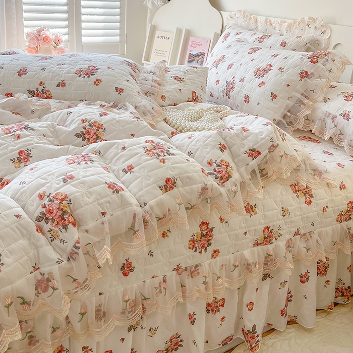 91家纺网 家纺一手货源 找家纺 网红馆 2025新款水洗棉印花床盖四件套 繁花似锦