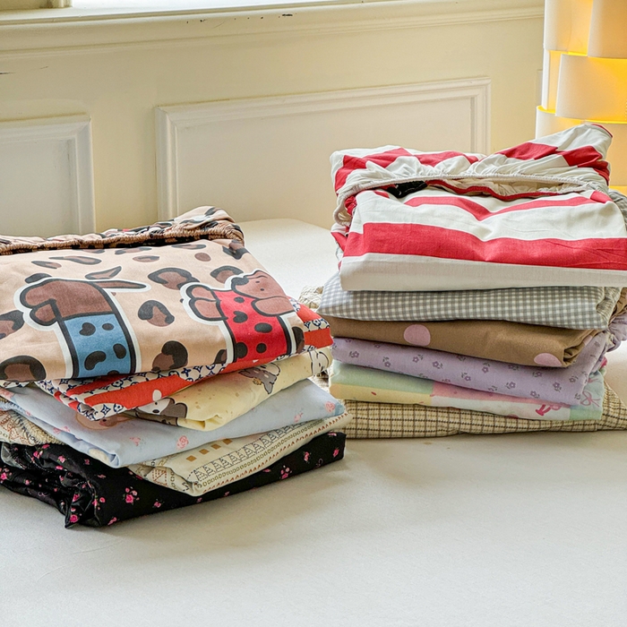 91家纺网 家纺一手货源 找家纺 2025新款全棉床单床笠 叠拍图