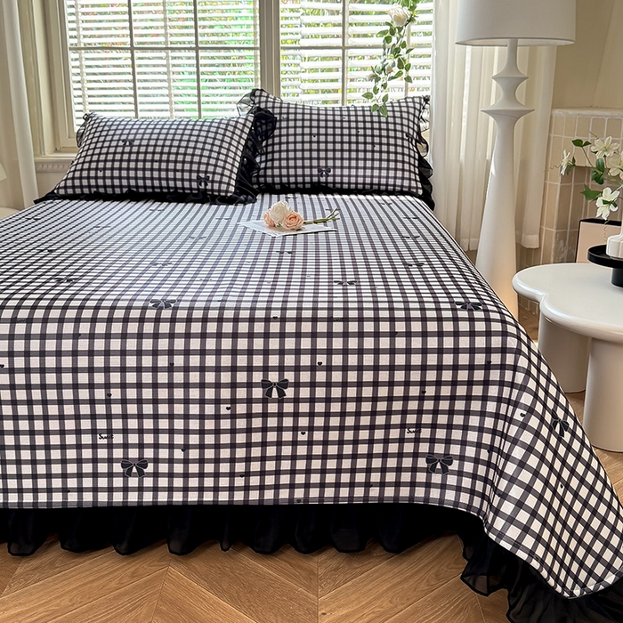 91家纺网 家纺一手货源 找家纺 大麦家纺 2025新款碳光冰丝软凉席夏被四件套 清格