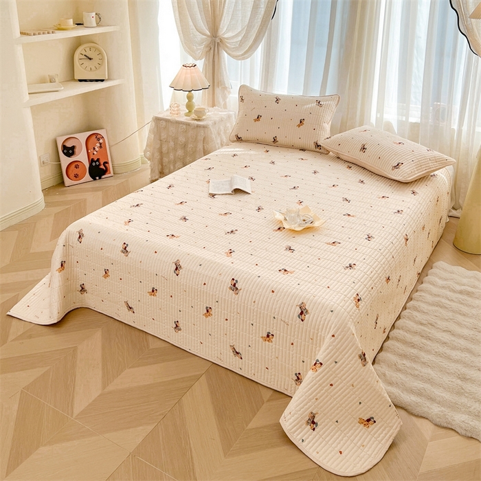 91家纺网 家纺一手货源 找家纺 恒爱 2025新款全棉印花单床盖 牛仔狗狗