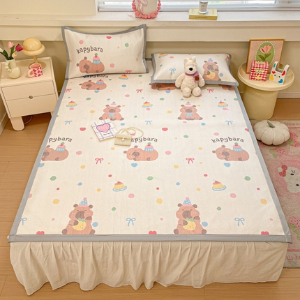 慕澄家纺 2025新款小清新印花真冰藤系列凉席床席款 床席-卡皮巴拉