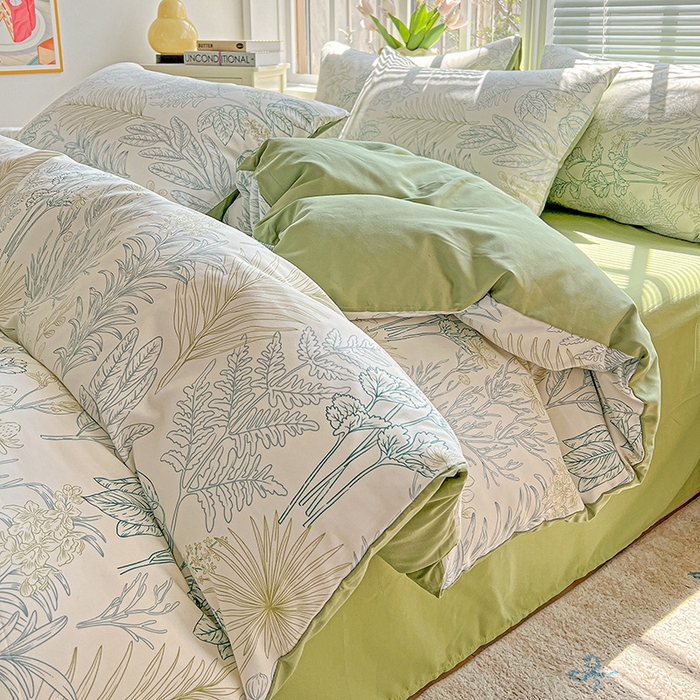 91家纺网 家纺一手货源 找家纺 2025新款水洗云朵糯糯棉简约风ins风小碎花被套床单款床笠款三四件套 春晓