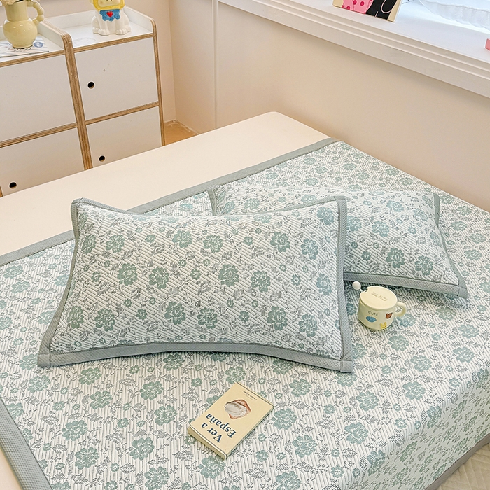 91家纺网 家纺一手货源 找家纺 金盛纺 2025新款冰豆豆单枕套 花期-绿