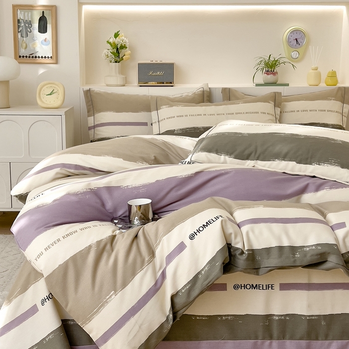 91家纺网 家纺一手货源 找家纺 优品阁 2024新款全棉磨毛四件套 畅想-灰