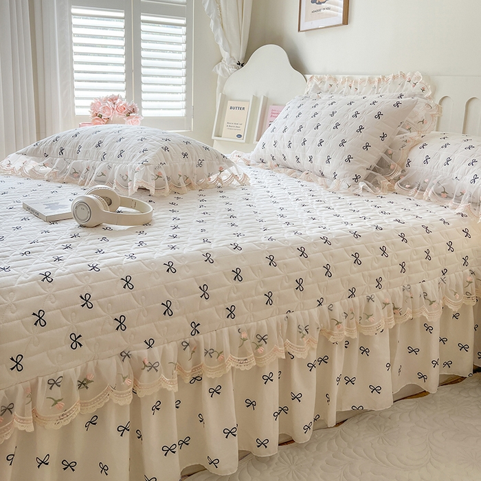 91家纺网 家纺一手货源 找家纺 网红馆 2025新款水洗棉印花床盖四件套 蝴蝶结