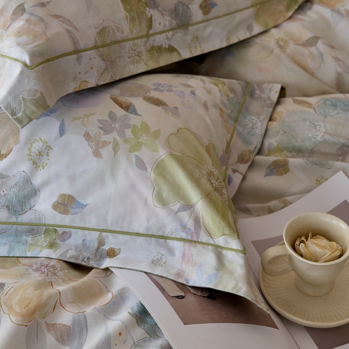 91家纺网 家纺一手货源 找家纺 由丽家纺 2025新款柔棉数码印花四件套系列 椿沐