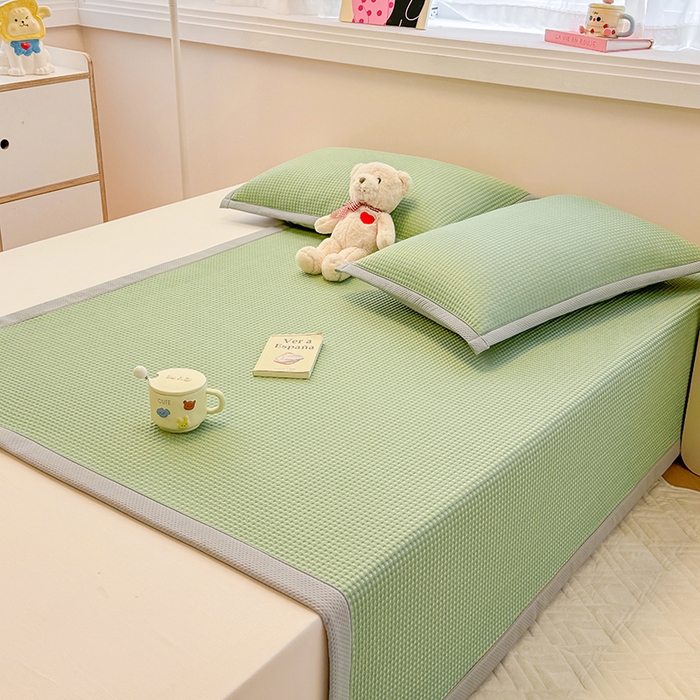 91家纺网 家纺一手货源 找家纺 金盛纺 2025新款冰豆豆凉席-床席款 华夫格-绿