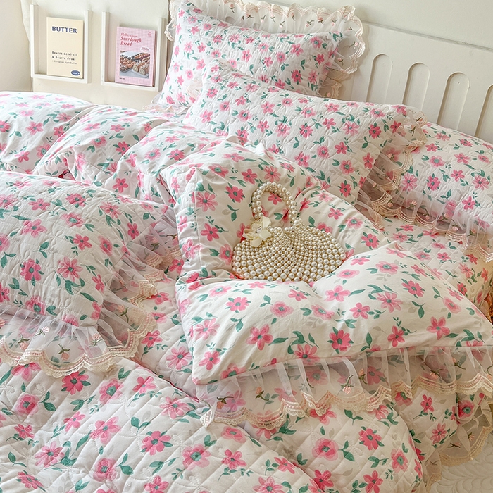 91家纺网 家纺一手货源 找家纺 网红馆 2025新款水洗棉印花床盖四件套 露丝小姐