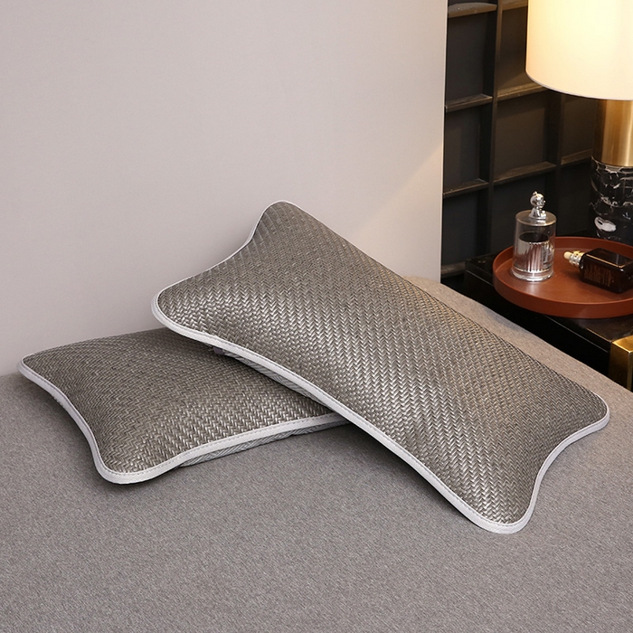 91家纺网 家纺一手货源 找家纺 2025新款纯色冰藤全荞麦枕夏凉凉感枕芯冰丝冰藤枕头 纯色冰藤全荞麦枕-灰色 35*55cm