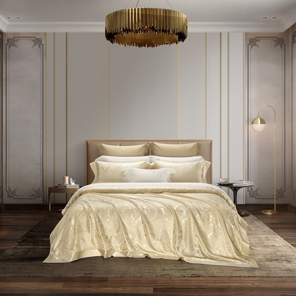 91家纺网 家纺一手货源 找家纺 赫本真丝馆（珍丝纺） 2025新款真丝提花系列四件套 戴维斯