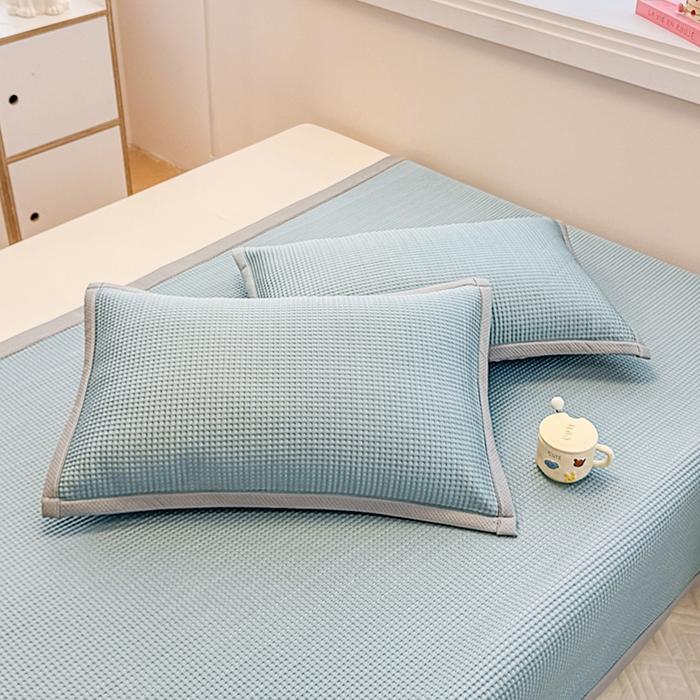 91家纺网 家纺一手货源 找家纺 金盛纺 2025新款冰豆豆单枕套 华夫格-兰