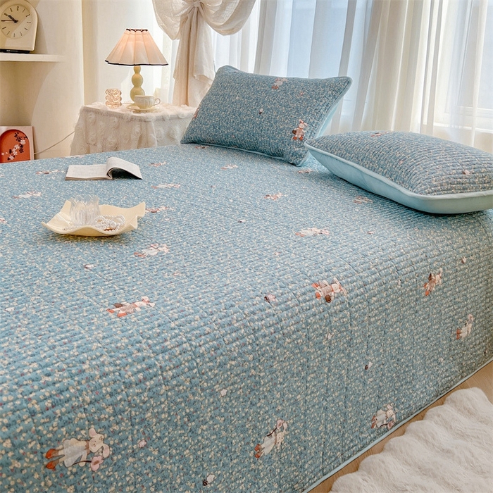 91家纺网 家纺一手货源 找家纺 恒爱 2025新款全棉印花单床盖 公主兔-蓝