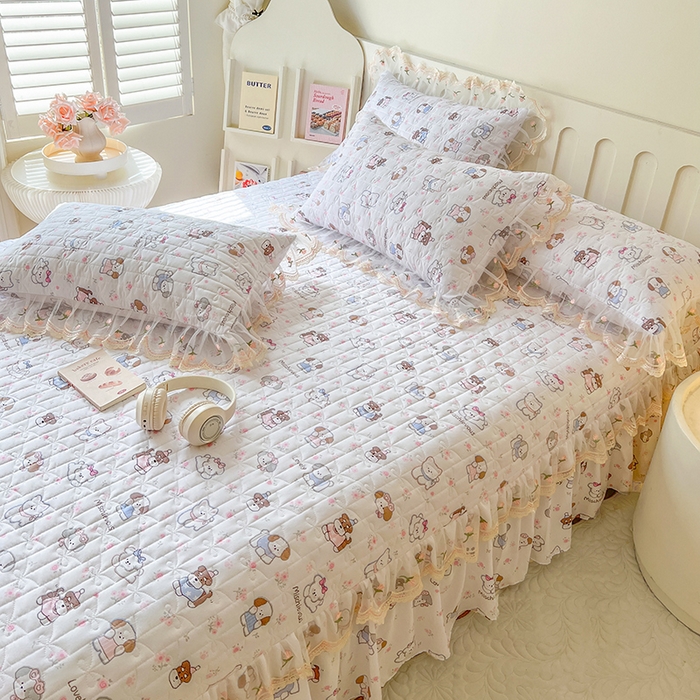 91家纺网 家纺一手货源 找家纺 网红馆 2025新款水洗棉印花床盖四件套 汪汪乐园