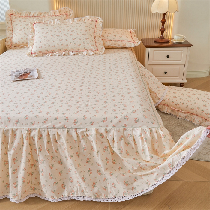 91家纺网 家纺一手货源 找家纺 2025新款韩版全棉公主风床裙单品 夕颜