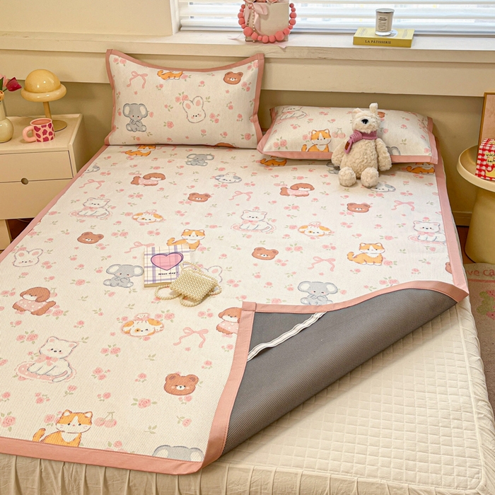 91家纺网 家纺一手货源 找家纺 （总）慕澄家纺 2025新款小清新印花真冰藤系列凉席床席款