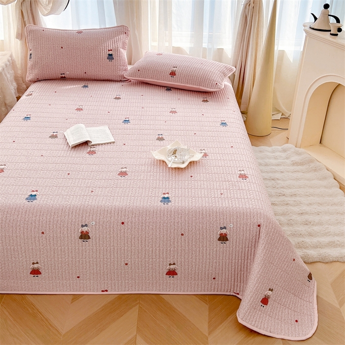 91家纺网 家纺一手货源 找家纺 恒爱 2025新款全棉印花单床盖 公主兔-豆沙