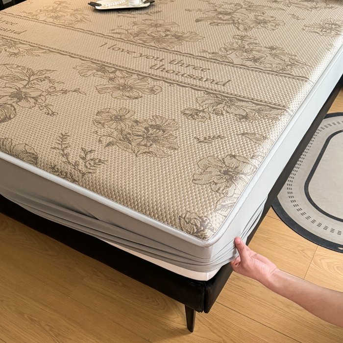 91家纺网 家纺一手货源 找家纺 2025新款凉感冰豆豆凉席床笠凉席席子-花之恋系列凉豆豆床笠花之恋系列 花之恋-香槟金