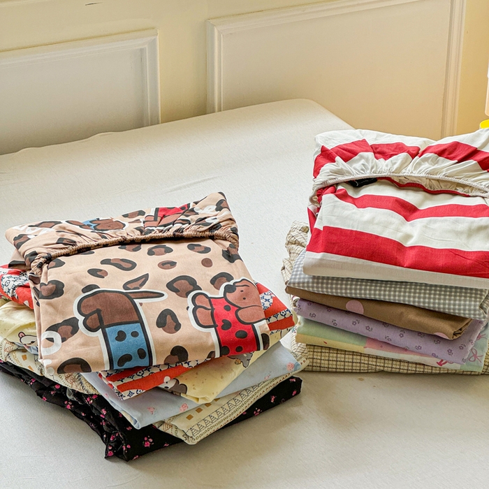 91家纺网 家纺一手货源 找家纺 2025新款全棉床单床笠 叠拍图