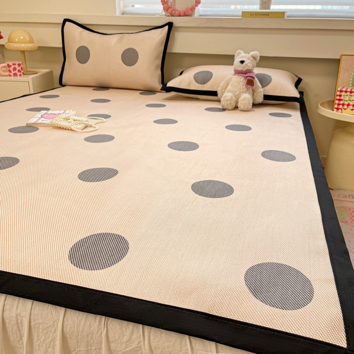 91家纺网 家纺一手货源 找家纺 慕澄家纺 2025新款小清新印花真冰藤系列凉席床席款 床席-圈圈