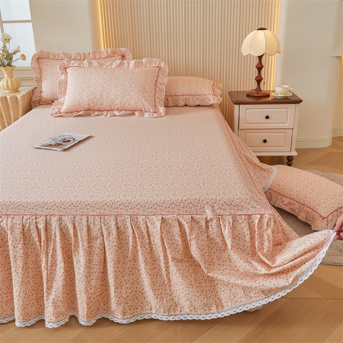 91家纺网 家纺一手货源 找家纺 2025新款韩版全棉公主风床裙单品 美娜