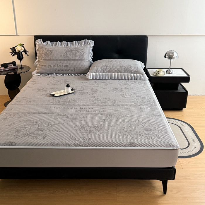 91家纺网 家纺一手货源 找家纺 2025新款凉感冰豆豆凉席床笠凉席席子-花之恋系列凉豆豆床笠花之恋系列 花之恋 灰色